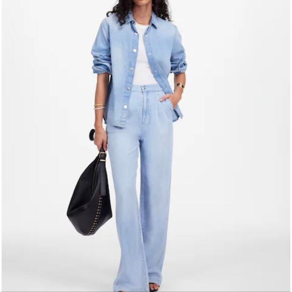 Madewell Denim - Madewell The Harlow Wide-Leg Trouser Jeans Airy Denim Tencel Light Blue 27 NWT